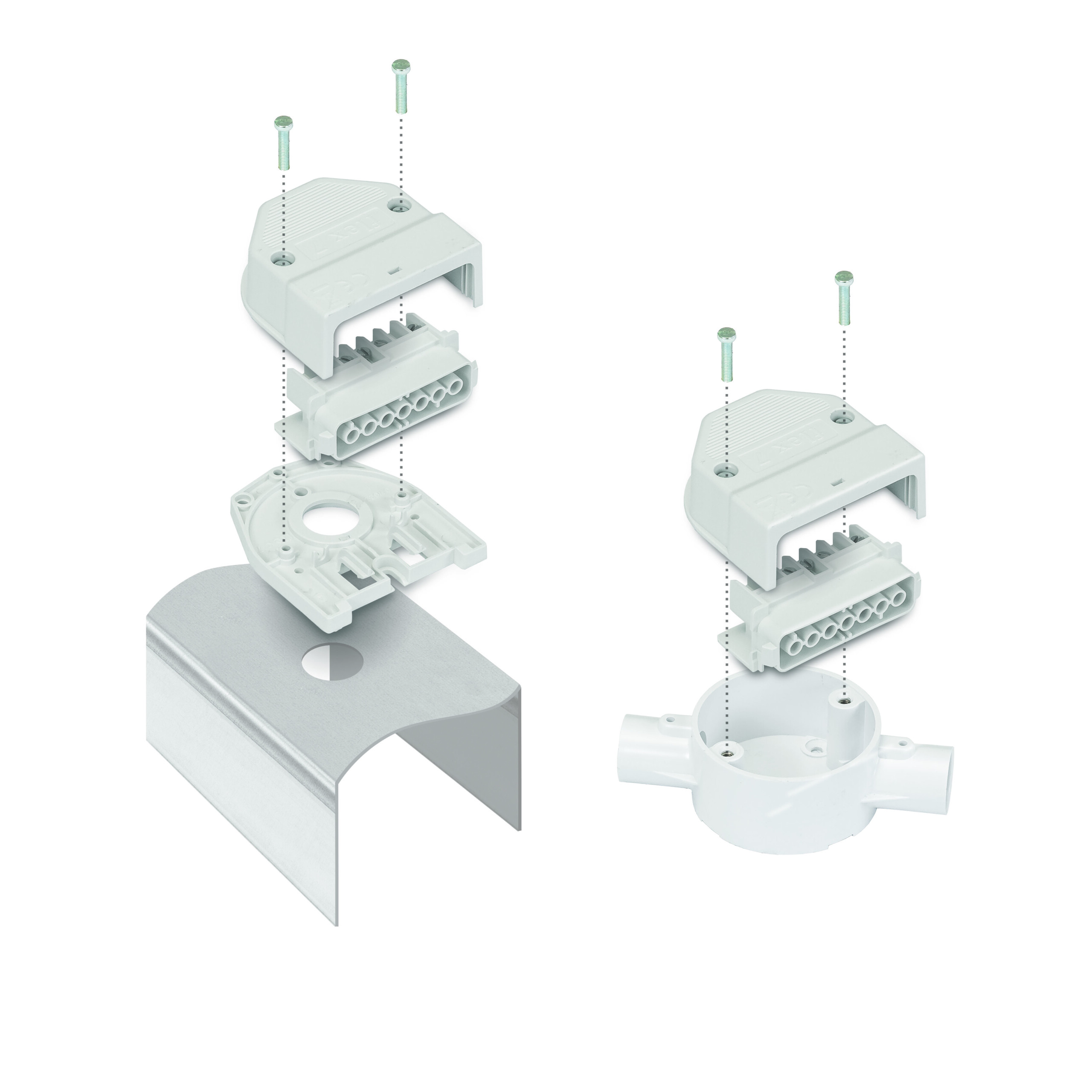 flex7 Sockets fixing onto trunking & Besa Box