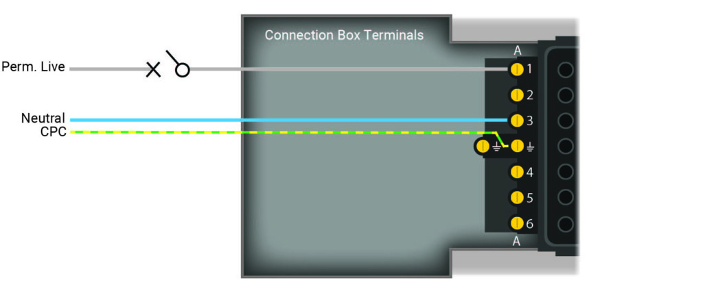 wiring diagram for a flex7 starter unit using a plug-in control device with integral emergency luminaire test