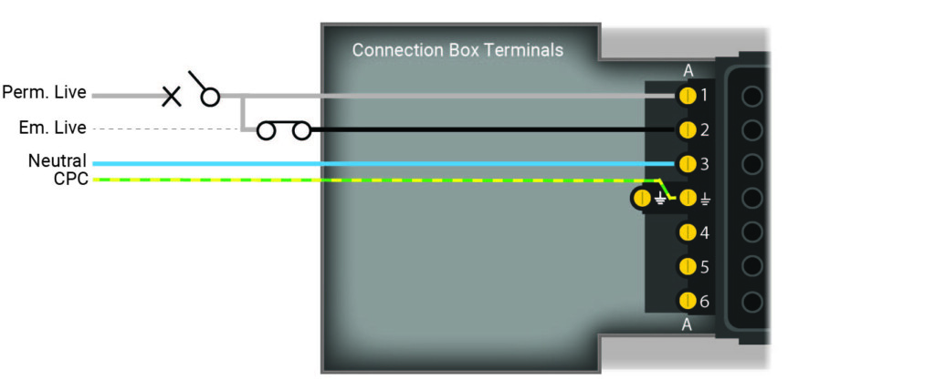 Starter Unit wiring diagram using flex7 plug-in control device without integral emergency luminaire test