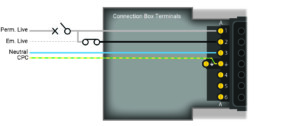Starter Unit wiring diagram using flex7 plug-in control device without integral emergency luminaire test