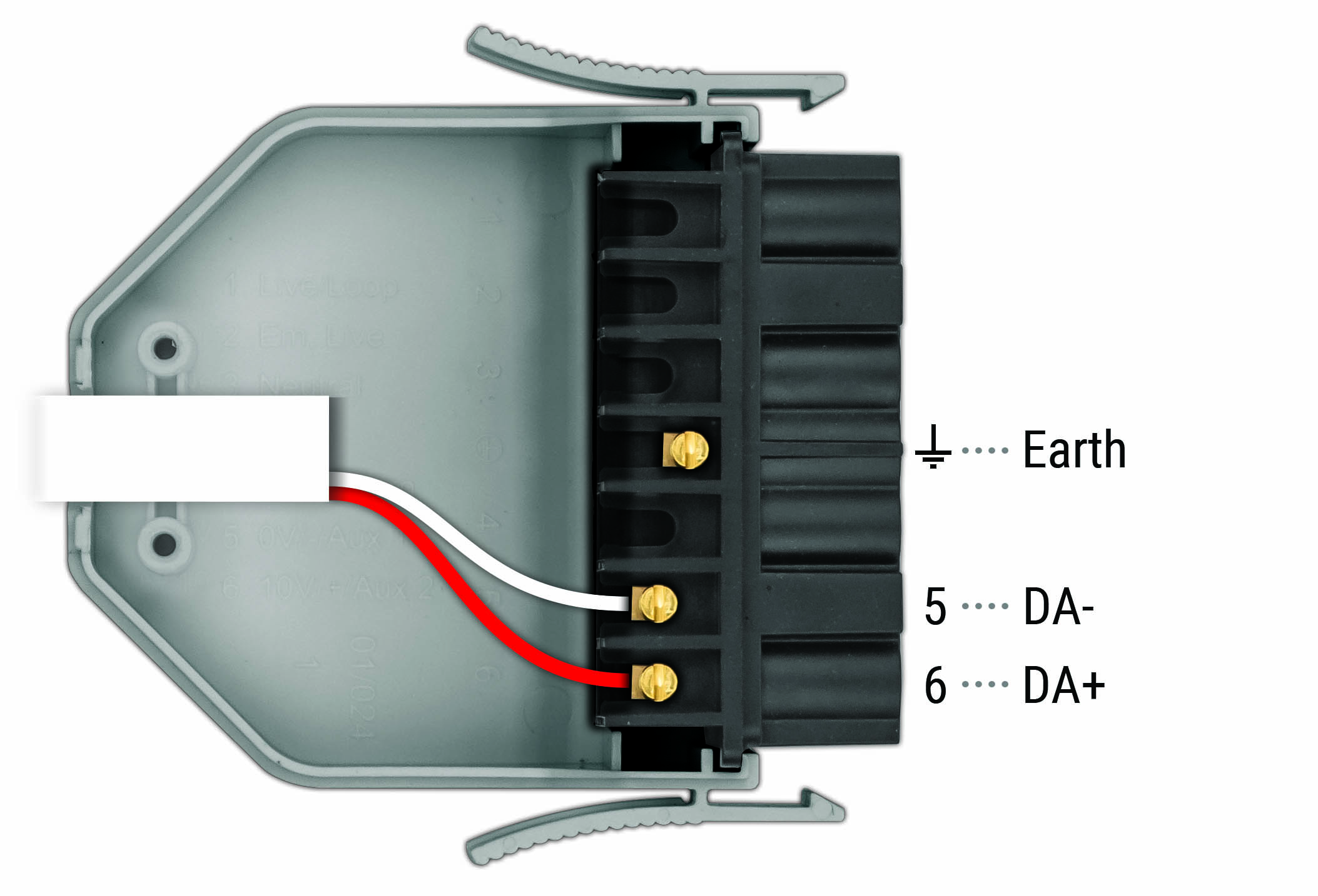 Wiring diagram for a flex7 2-core 3rd party control lead.
