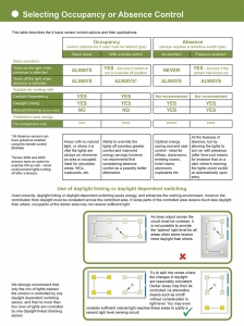 Selecting flex7 Occupancy Or Absence Lighting Control