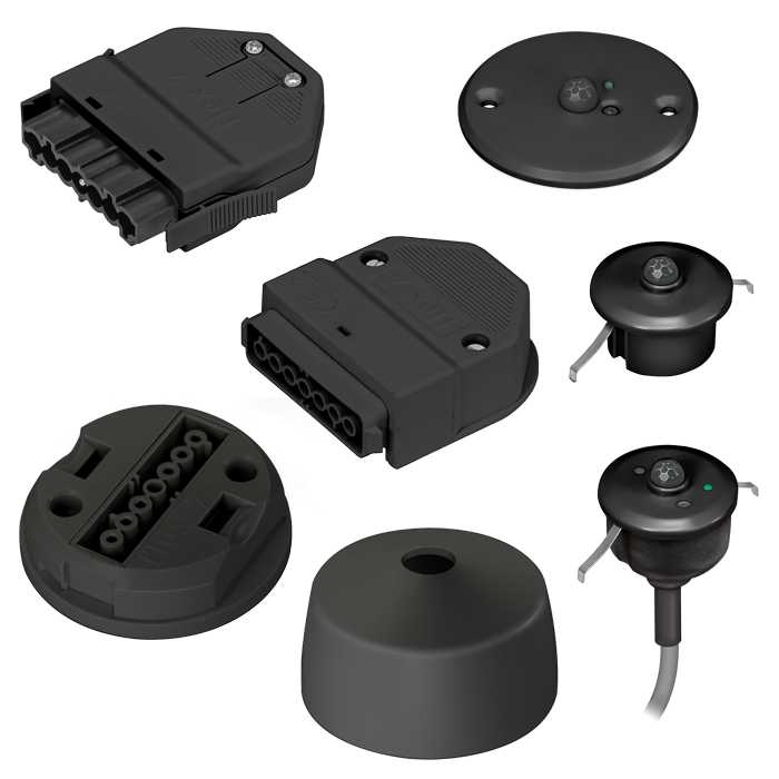 flex7 range of black lighting connection and control products
