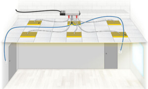a diagram to show wiring in a room with manual on/off switching via 2 light switches.