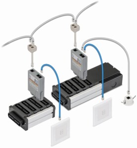 Image of how flex7 lighting control modules can be networked together