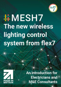Front cover of an introduction to MESH7 wireless lighting control for electricians and M&E consultants